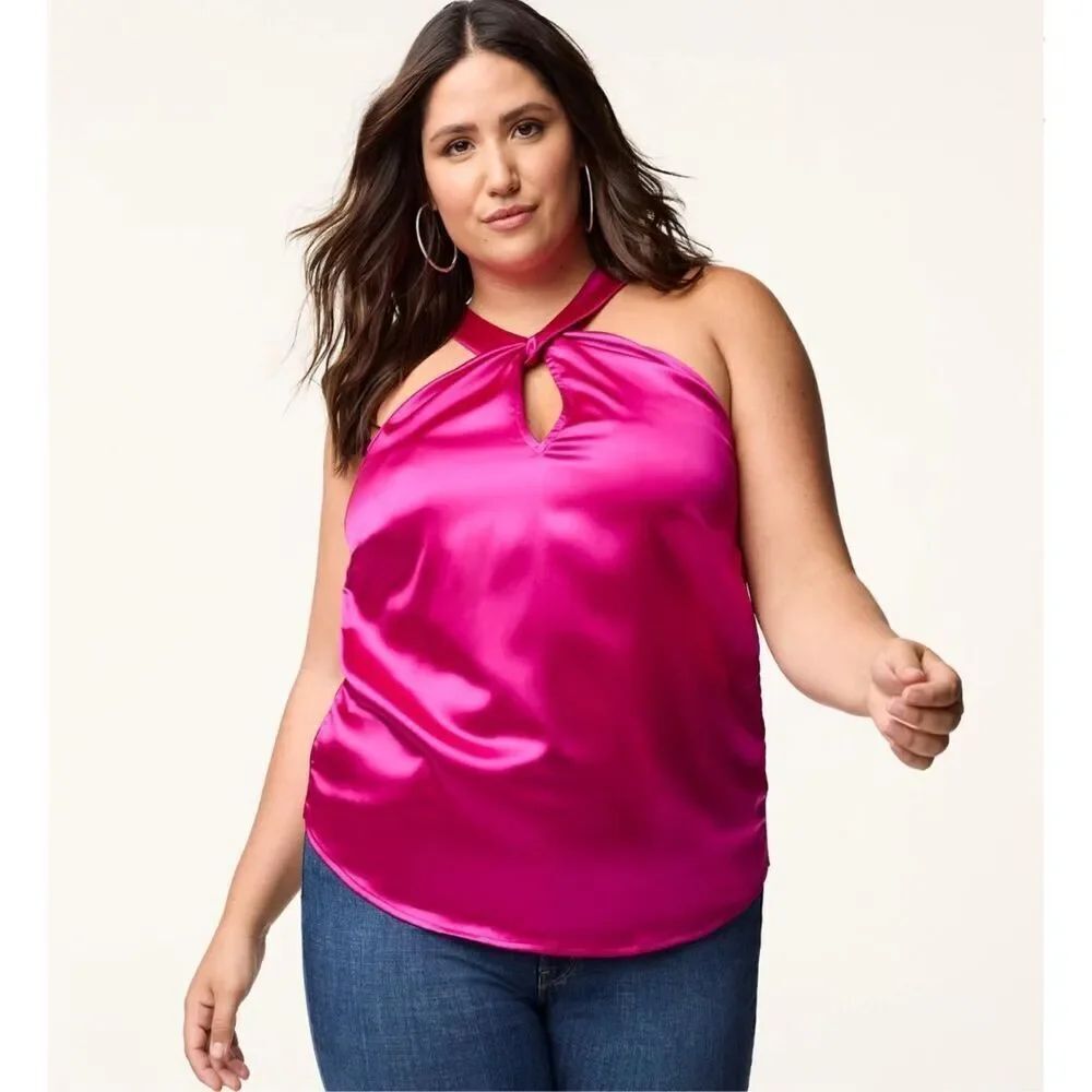 Fuschia Sleeveless Plus Size Blouse